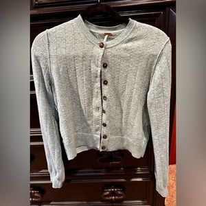 Free people blue green cardigan size med